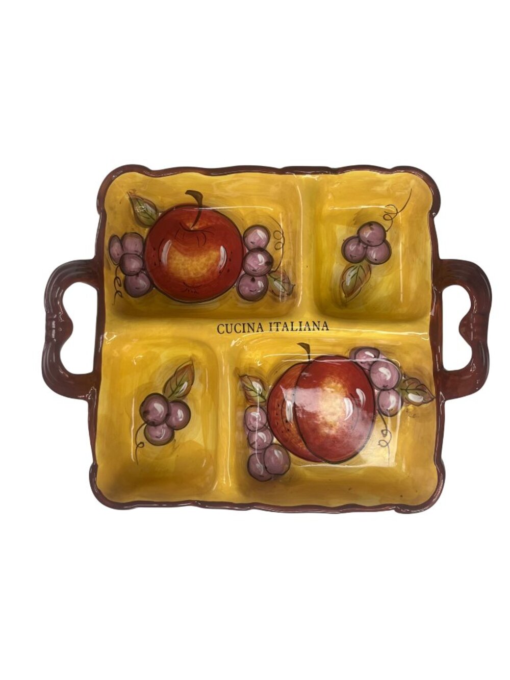 Ceramic Divided Serving Dish J&G Imports 4 Sections Yellow Cucina Italiana